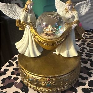 Angel Snow Globe with Gold Base